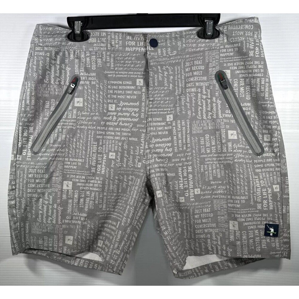 William Murray Men’s Water Hazard Golf Swim Shorts Quotes Gray Size 34